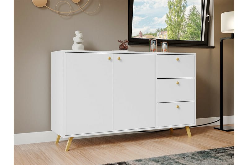 Emyvale Barnskap 138x86 cm - Hvid - Møbler - Barnemøbler - Oppbevaring barnerom - Skap barnerom