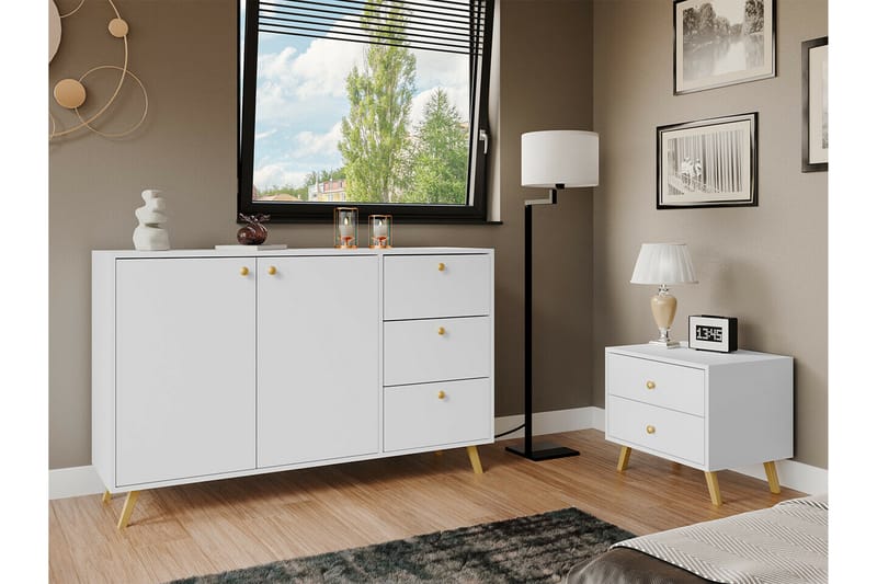 Emyvale Barnskap 138x86 cm - Hvid - Møbler - Barnemøbler - Oppbevaring barnerom - Skap barnerom