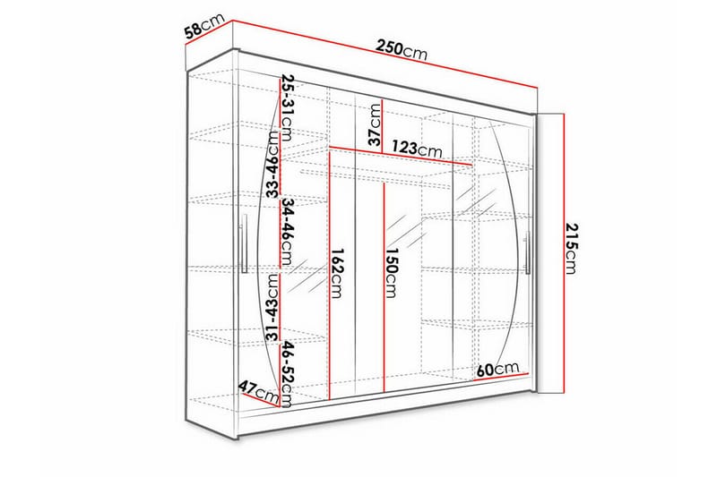 Glenmore Barnskap 250x215 cm - Brun - Møbler - Barnemøbler - Oppbevaring barnerom - Skap barnerom