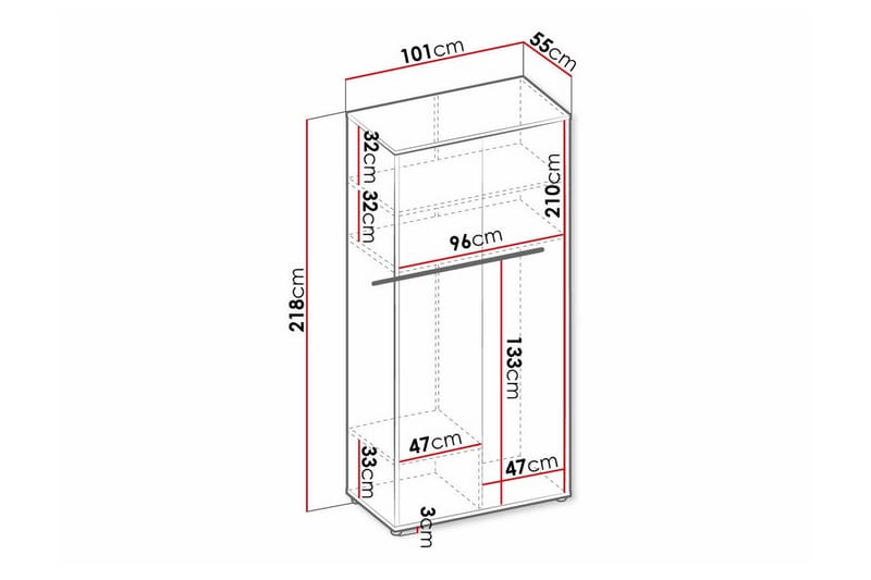 Rathmore Barneskap 101x218 cm - Lysegrå - Møbler - Barnemøbler - Oppbevaring barnerom - Skap barnerom