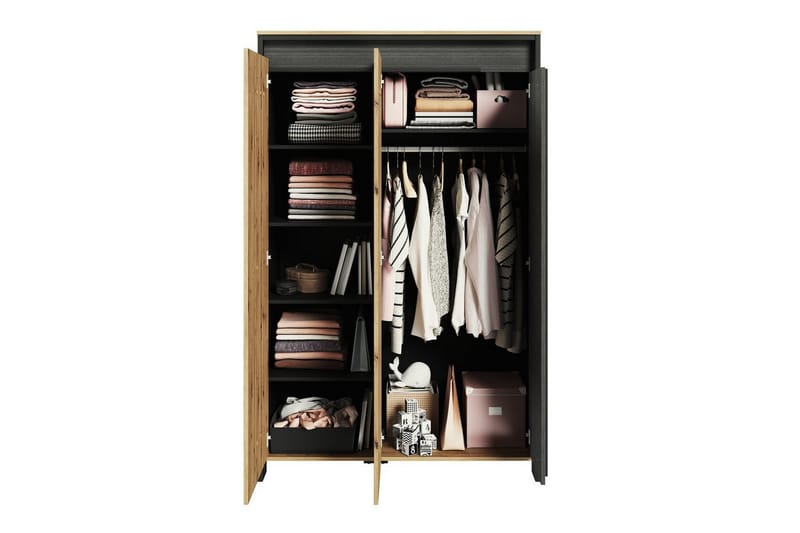 Rathmore Barneskap 123x196 cm - Svart - Møbler - Barnemøbler - Oppbevaring barnerom - Skap barnerom