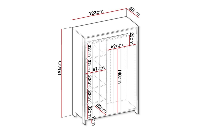 Rathmore Barneskap 123x196 cm - Svart - Møbler - Barnemøbler - Oppbevaring barnerom - Skap barnerom