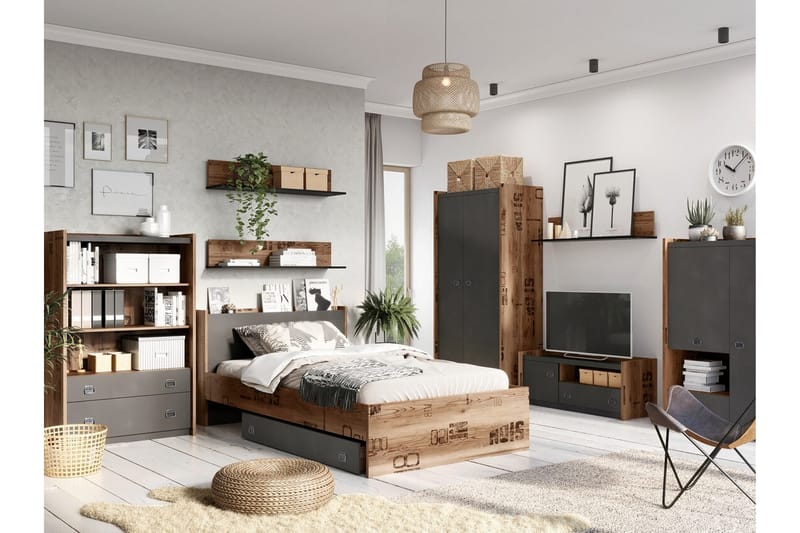 Rathmore Barneskap 90x190 cm - Grå - Møbler - Barnemøbler - Oppbevaring barnerom - Skap barnerom