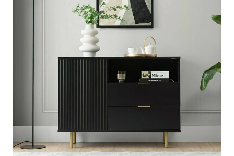 Staffin Barneskap 107x80 cm - Svart - Møbler - Barnemøbler - Oppbevaring barnerom - Skap barnerom