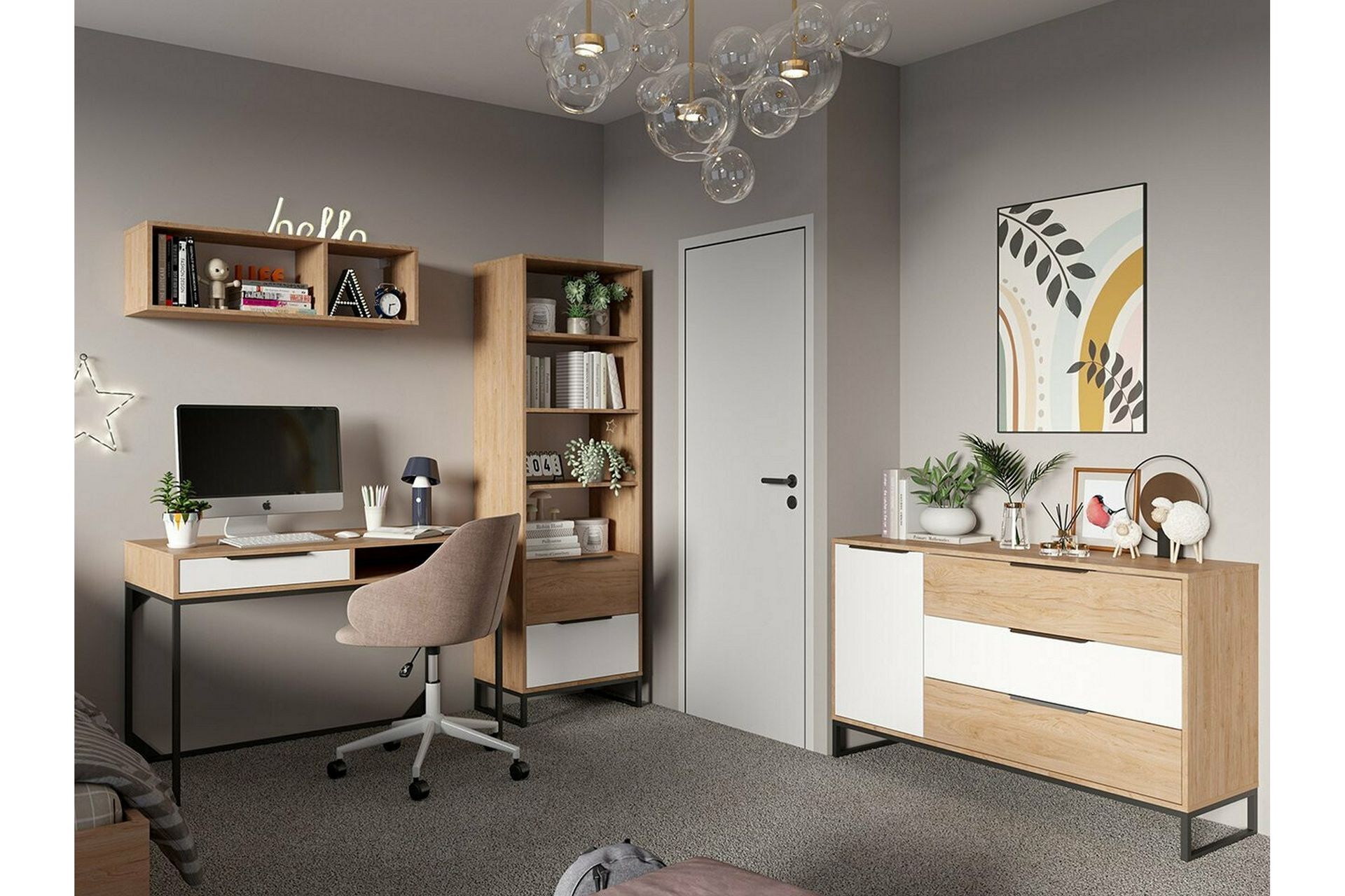 Staffin Barneskap 135x80 cm - Hvid - Møbler - Barnemøbler - Oppbevaring barnerom - Skap barnerom