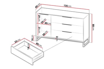 Staffin Barneskap 135x80 cm - Hvid - Møbler - Barnemøbler - Oppbevaring barnerom - Skap barnerom
