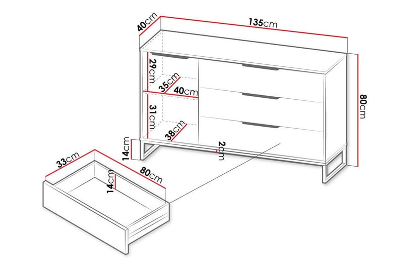 Staffin Barneskap 135x80 cm - Hvid - Møbler - Barnemøbler - Oppbevaring barnerom - Skap barnerom