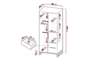 Staffin Barneskap 80x190 cm - Hvid - Møbler - Barnemøbler - Oppbevaring barnerom - Skap barnerom