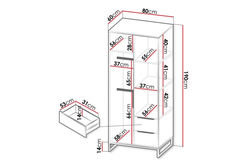 Staffin Barneskap 80x190 cm - Hvid - Møbler - Barnemøbler - Oppbevaring barnerom - Skap barnerom