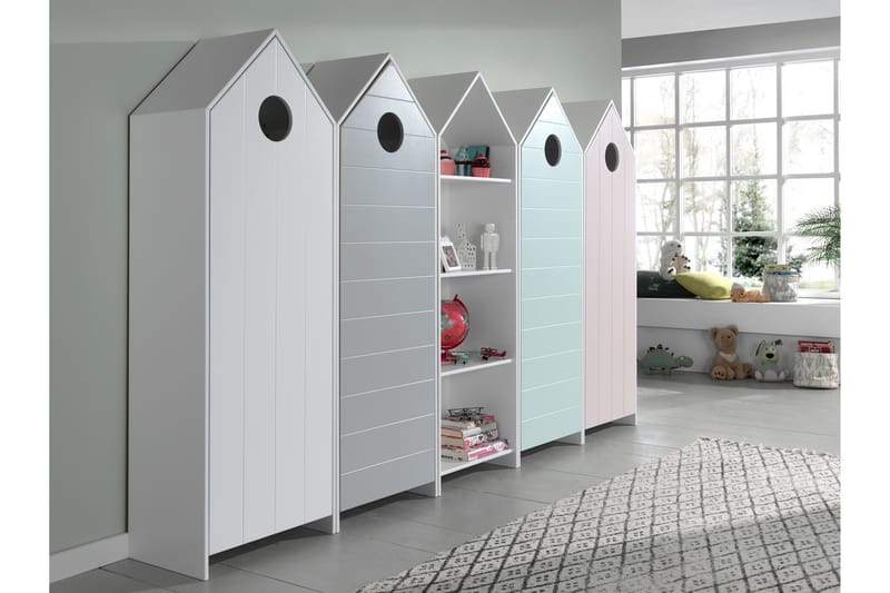 Bustorp Garderobe 5-pakning - Hvit/grå/rosa/mintgrønn - Møbler - Barnemøbler - Oppbevaring barnerom - Garderobeskap barn