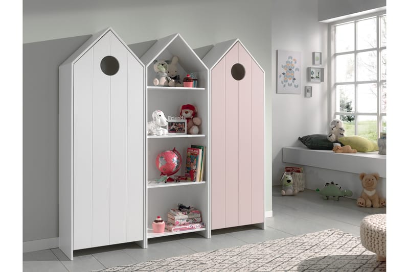 Bustorp Garderobe og hyllesett - Hvit/Rosa - Møbler - Barnemøbler - Oppbevaring barnerom - Garderobeskap barn