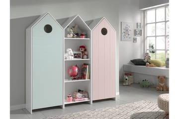 Bustorp Garderobe og hyllesett - Hvit/Rosa/Mintgrønn - Møbler - Barnemøbler - Oppbevaring barnerom - Garderobeskap barn