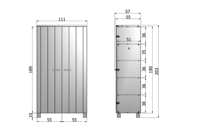 Tenney Garderobe 111 cm - Stålgrå Furu - Møbler - Barnemøbler - Oppbevaring barnerom - Garderobeskap barn