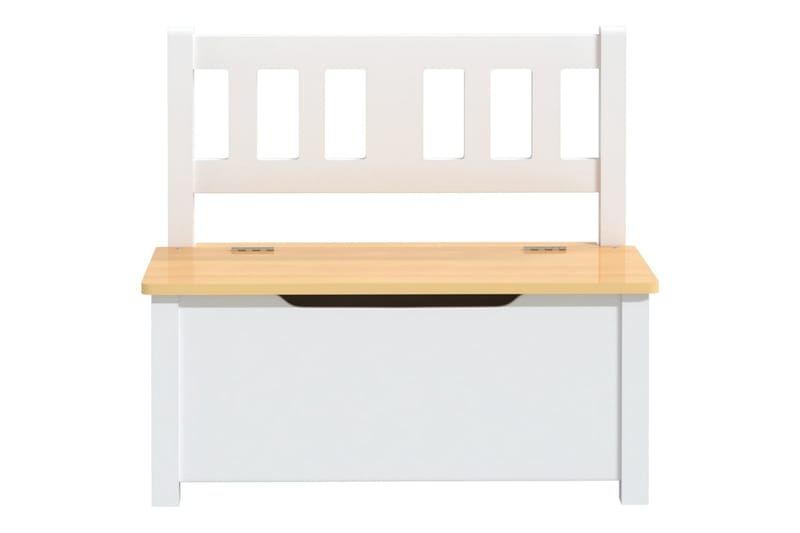 Oppbevaringsbenk for barn hvit og beige 60x30x55 cm MDF - Hvit - Møbler - Barnemøbler - Oppbevaring barnerom - Oppbevaring leker - Lekekasse