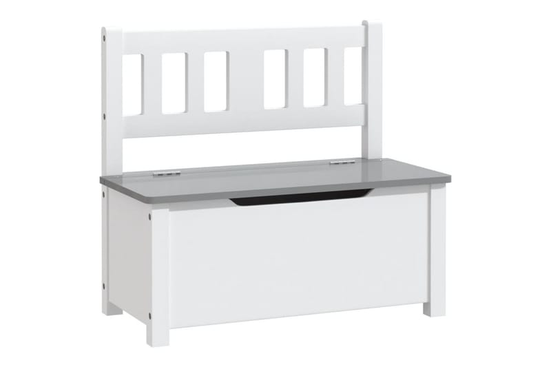 Oppbevaringsbenk for barn hvit og grå 60x30x55 cm MDF - Hvit - Møbler - Barnemøbler - Oppbevaring barnerom - Oppbevaring leker - Lekekasse