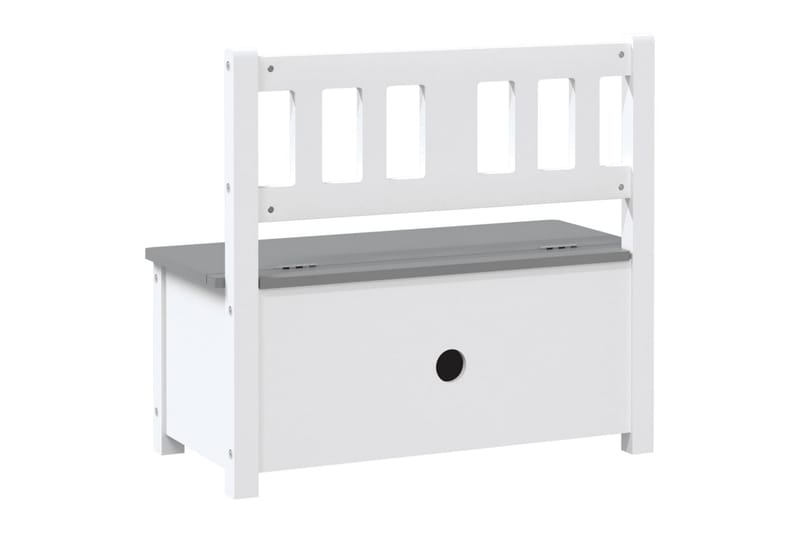Oppbevaringsbenk for barn hvit og grå 60x30x55 cm MDF - Hvit - Møbler - Barnemøbler - Oppbevaring barnerom - Oppbevaring leker - Lekekasse