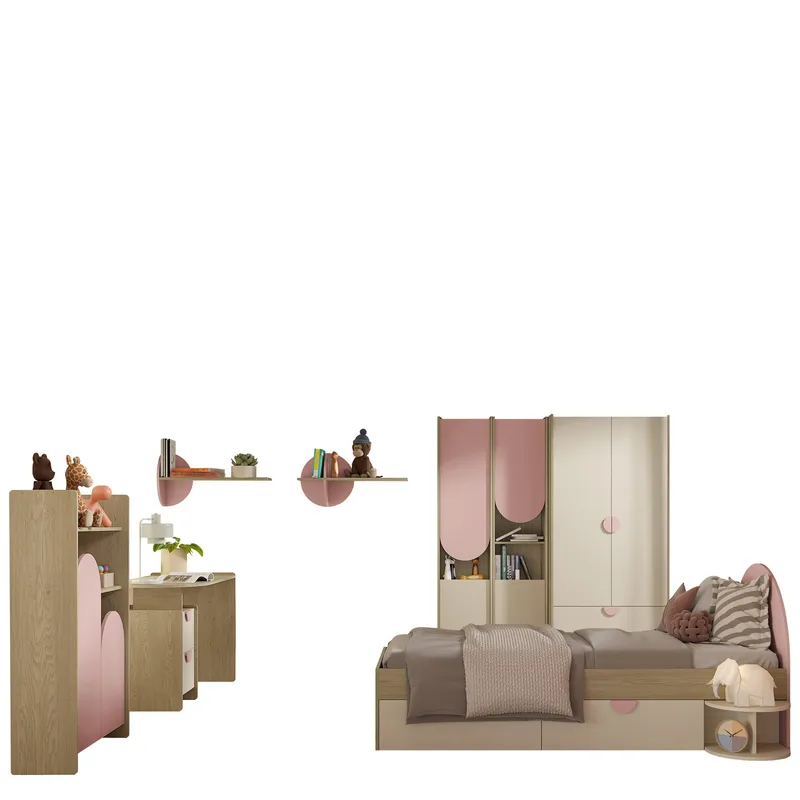 Zarek Soveromsmøbelsett, Brun, beige og rosa