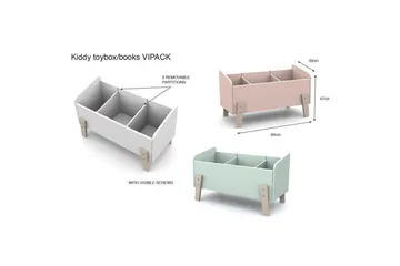 Säng med sängbord Skyddsrail Leksakslåda Vipack Kiddy Vipack Mint Green - Møbler - Barnemøbler - Barnemøbelsett