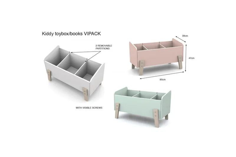 Säng med sängbord Skyddsrail Leksakslåda Vipack Kiddy Vipack Mint Green - Møbler - Barnemøbler - Barnemøbelsett