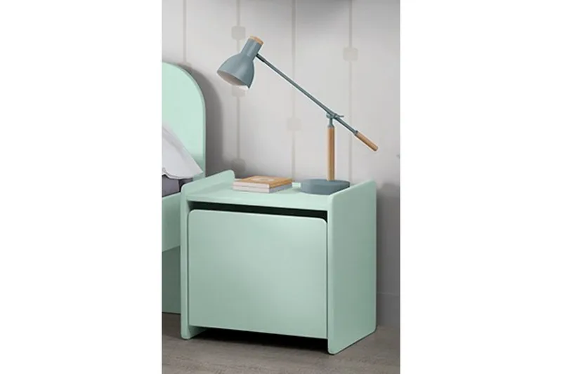 Säng med sängbord Vägg hyllor Leksakslåda Skyddsrail Vipack Kiddy Vipack Mint Green - Møbler - Barnemøbler - Barnemøbelsett