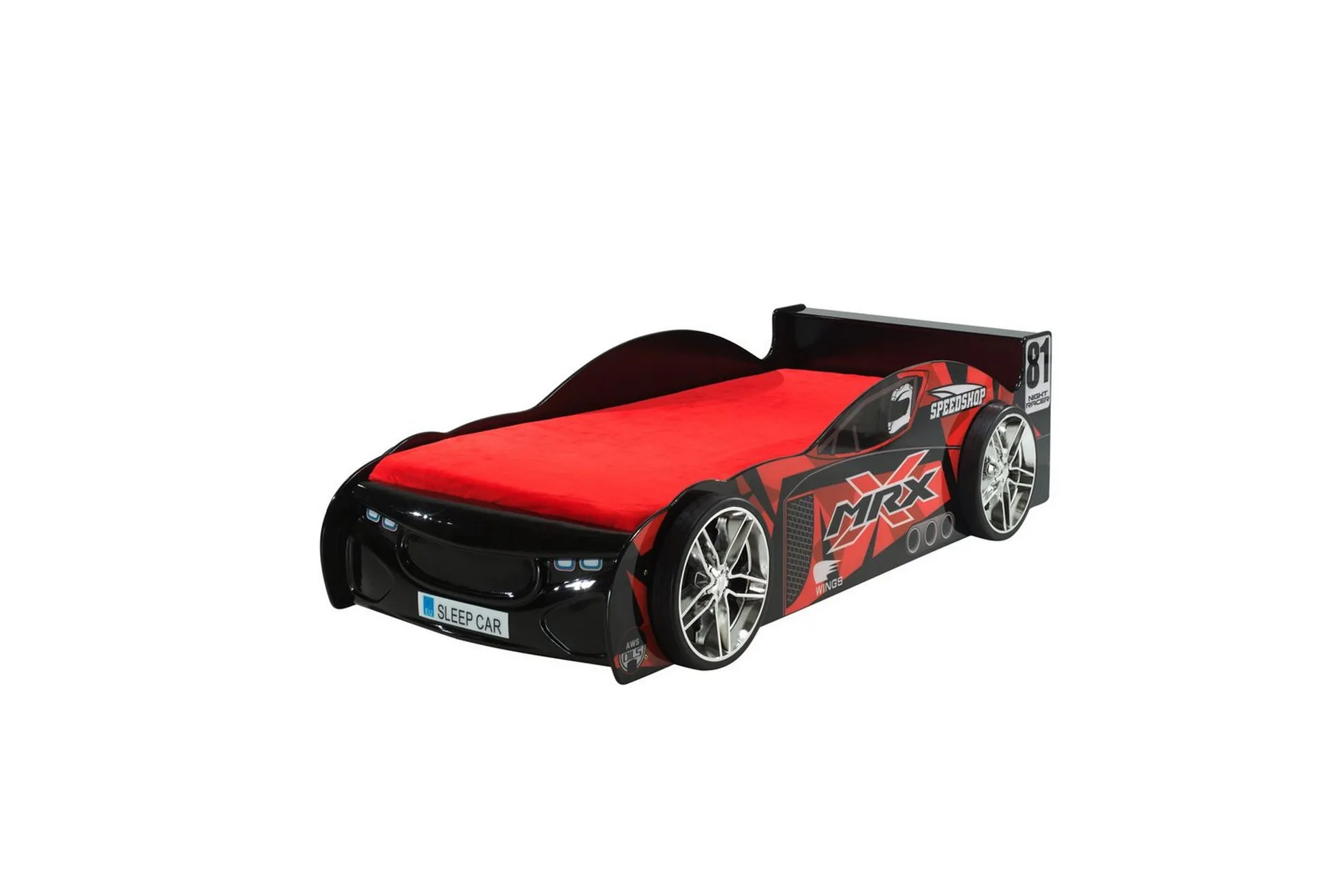 Säng Vipack MRX Bil Svart/Röd 90x200 cm Med madrass Vipack Black -