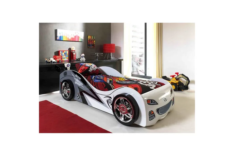 Seng Bil 90x200 cm Med Madrass - Med Madrass - Møbler - Barnemøbler - Barneseng & Juniorseng