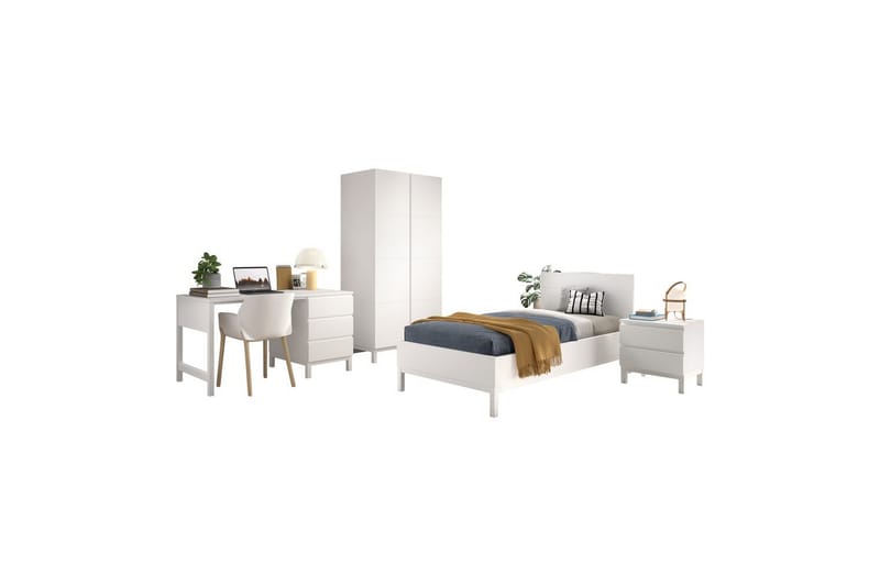 Seng med nattbord garderobe skrivebord Eva 2-dørs - 2-dørs - Møbler - Barnemøbler - Barnemøbelsett