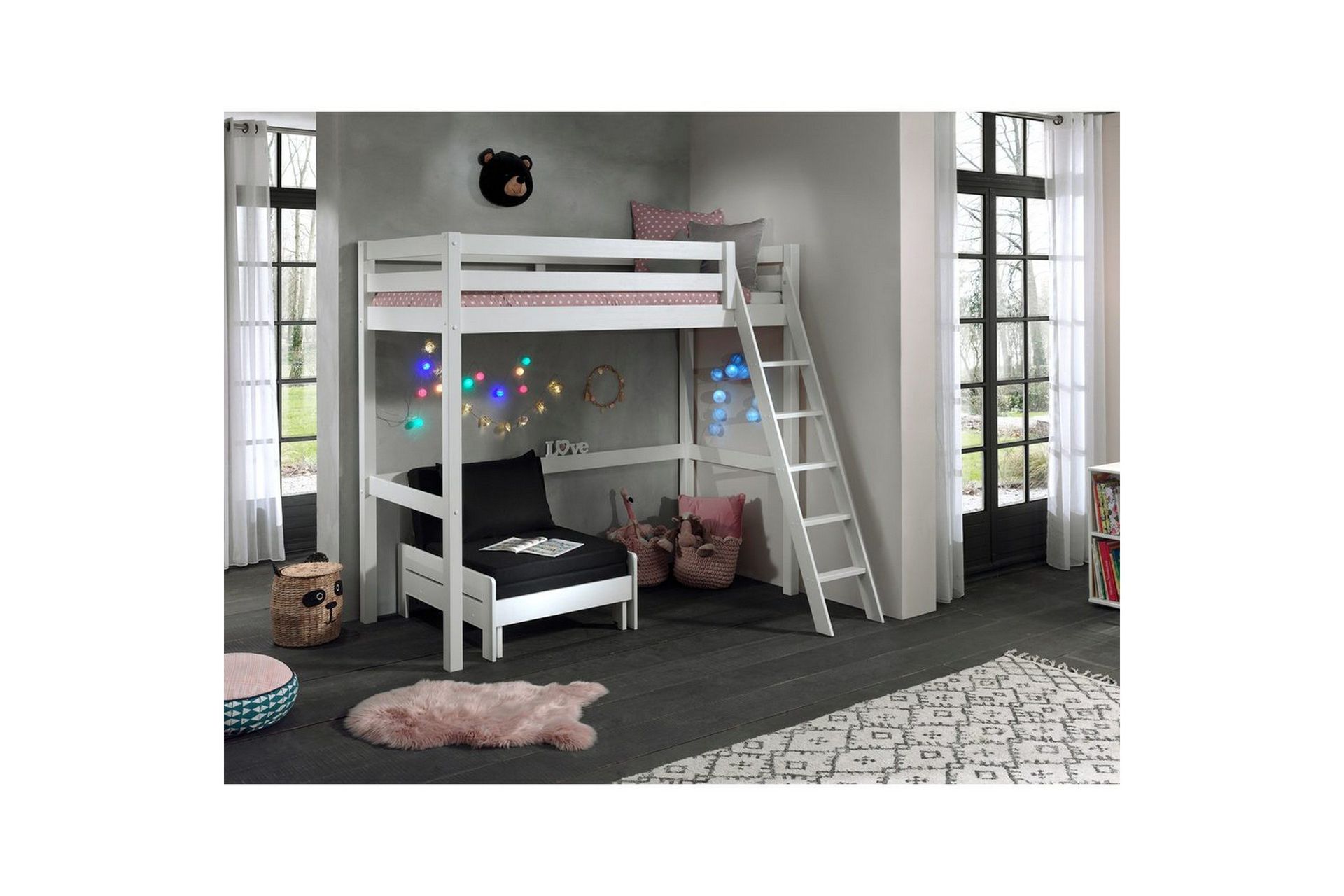 Sovesofa Pino Mezzanine Hvit, 90 x 200 cm - Hvit, 90 x 200 cm