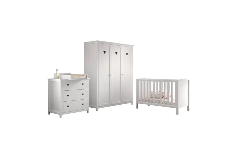 Spjälsäng med byrå skötbord garderob Jaxx Amori Vit Jaxx White, undefined