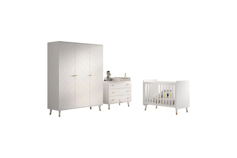 Spjälsäng med byrå skötbord garderob Jaxx Billy Jaxx White VALUE_MISSING_24351, undefined