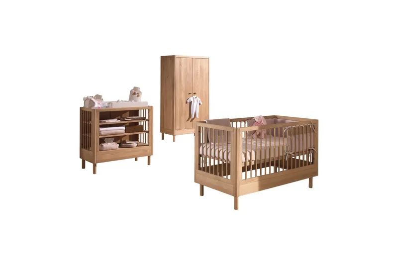 Spjälsäng med sköttenhet garderob Jaxx Forrest Jaxx oak - Møbler - Barnemøbler - Barnemøbelsett