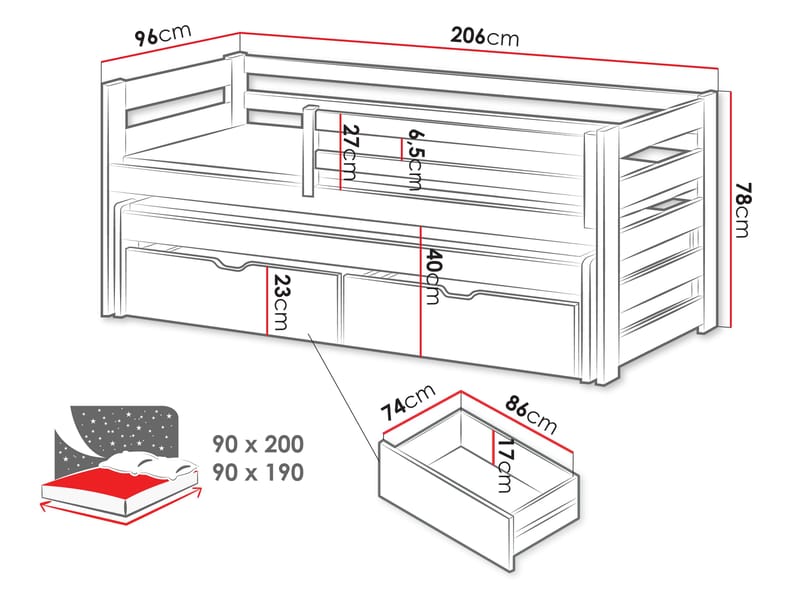 Tynor Juniorseng 90x200 cm - Beige - Møbler - Barnemøbler - Barneseng & Juniorseng