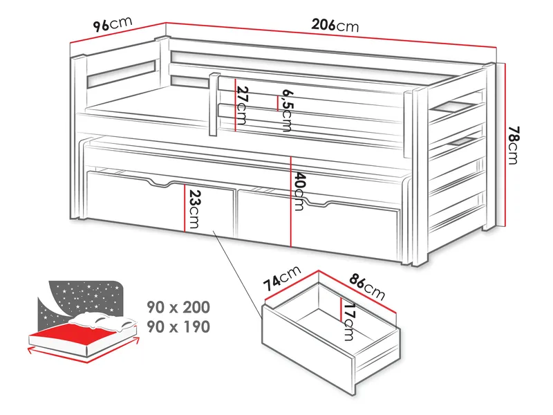 Tynor Juniorseng 90x200 cm - Beige - Møbler - Barnemøbler - Barneseng & Juniorseng