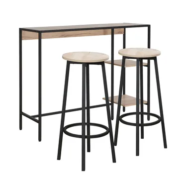 Barsett HOME4YOU Hedvig bord og 2 barstoler ask/svart - Ask/svart - Møbler - Bord