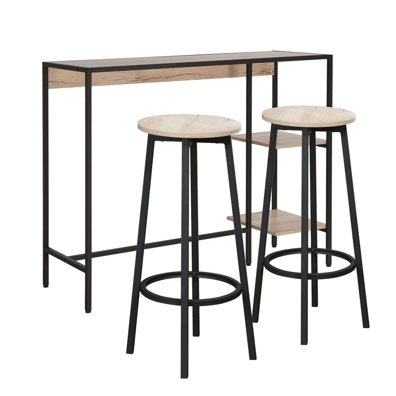 Barsett HOME4YOU Hedvig bord og 2 barstoler ask/svart, Ask/svart