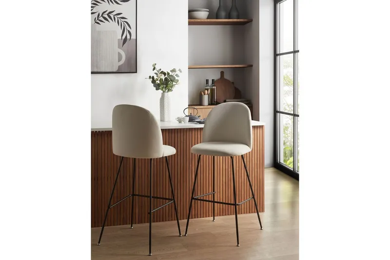 Barstol Beliani Arcola set om 2 Beige-Svart Off White - Møbler - Stoler & lenestoler - Barstoler