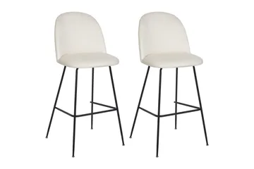 Barstol Beliani Arcola set om 2 Beige-Svart Off White - Møbler - Stoler & lenestoler - Barstoler