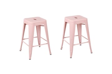 Barstol Beliani Cabrillo set om 2 60 cm Pink - Møbler - Stoler & lenestoler - Barstoler