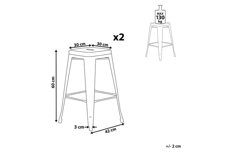Barstol Beliani Cabrillo set om 2 60 cm Pink - Møbler - Stoler & lenestoler - Barstoler