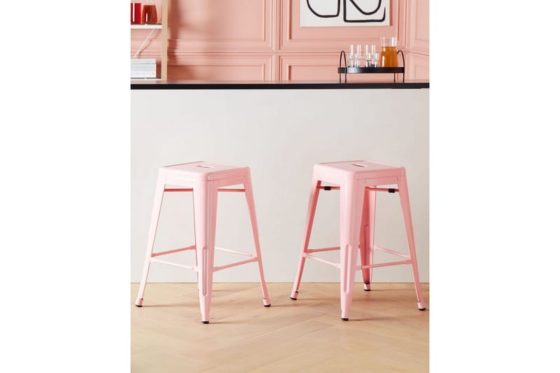 Barstol Beliani Cabrillo set om 2 60 cm Pink - Møbler - Stoler & lenestoler - Barstoler