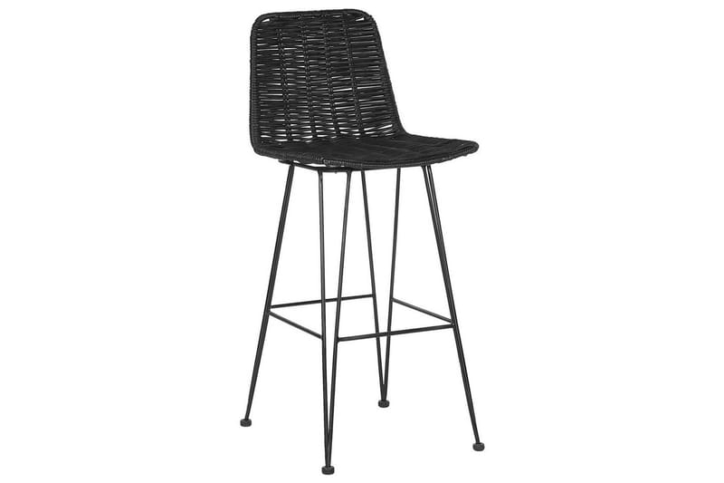 Barstol Beliani Cassita set om 2 Natur-Beige-Svart Black - Møbler - Stoler & lenestoler - Barstoler