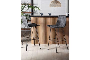 Barstol Beliani Cassita set om 2 Natur-Beige-Svart Black - Møbler - Stoler & lenestoler - Barstoler