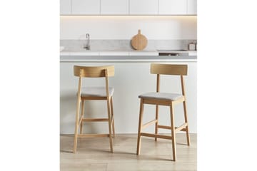 Barstol Beliani Isanti set om 2 Ljus Trä-Beige Taupe - Møbler - Stoler & lenestoler - Barstoler