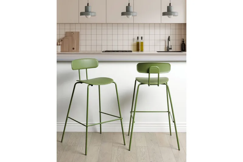Barstol Beliani Sibley set om 2 Grön Green - Møbler - Stoler & lenestoler - Barstoler