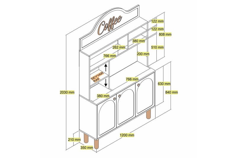 Bohemsk barsett 120 cm - Cremehvit - Møbler - Bord