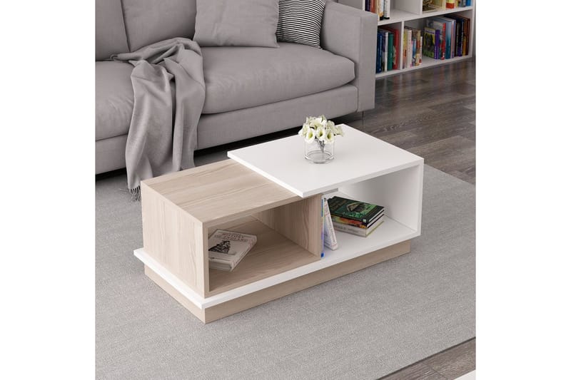 Schmida Salongbord 90x45 cm Hvit/Brun - Hanah Home - Møbler - Bord - Sofabord