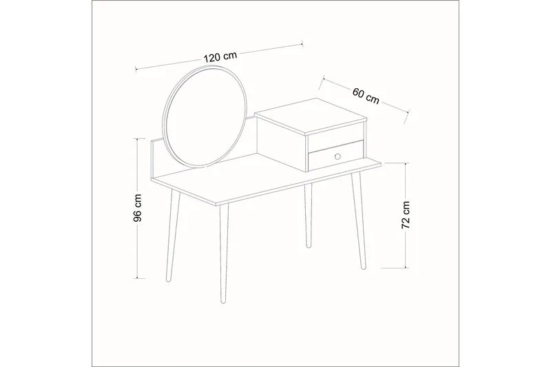 Straat Sminkebord 120x96 cm Svart/Brun - Hanah Home - Møbler - Bord - Sminkebord & toalettbord - Sminkebord med speil