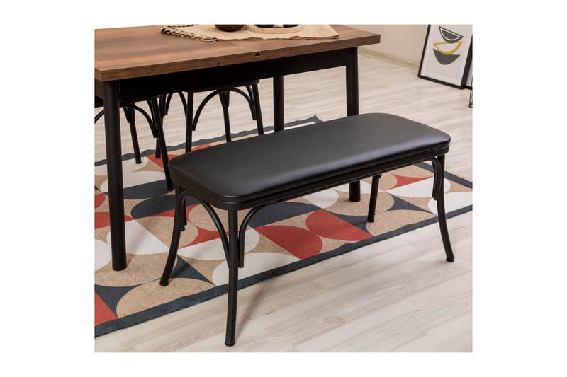 Oliver Spisebord 120x75 cm + 2 stk Spisestoler + Benk Svart/Brun - Hanah Home - Møbler - Bord - Spisegrupper