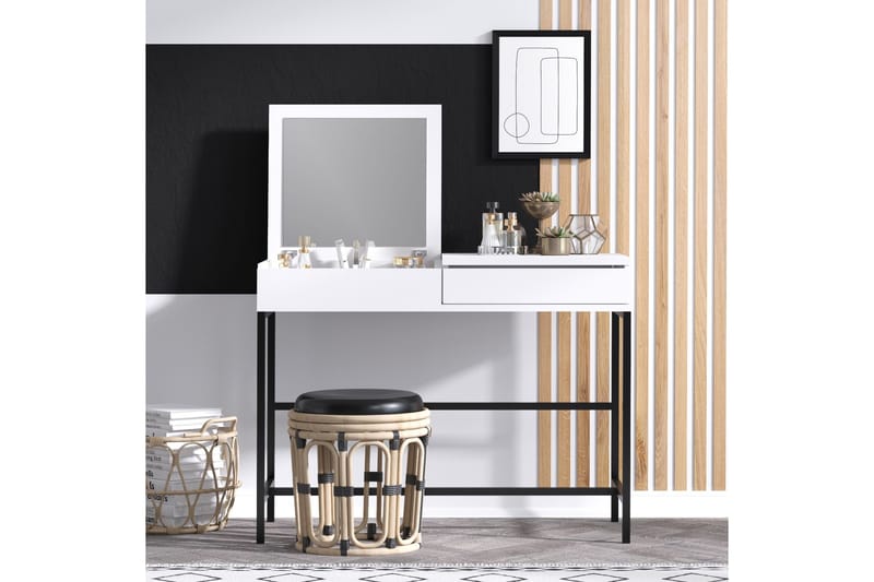 Amour Sminkebord 100x74 cm Hvit/Svart - Hanah Home - Møbler - Bord - Sminkebord & toalettbord