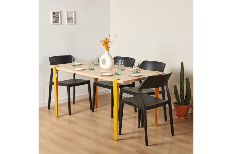 Pineios Spisebord 150x75 cm Brun/Gul - Hanah Home - Møbler - Bord - Spisebord & kjøkkenbord